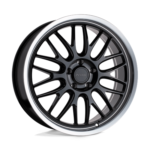 Petrol 17X8 P4C 5X112 GLOSS BLACK W/ MACHINED CUT LIP +40