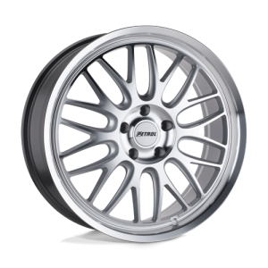 Petrol 20X8.5 P4C 5X114.3 SILVER W/ MACHINED FACE & LIP +40