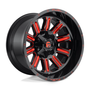 Fuel 1PC 15X8 HARDLINE 6X139.7 GLOSS BLACK RED TINTED CLEAR -18