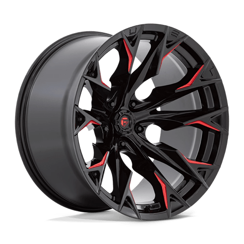 Fuel 1PC 22X12 FLAME 5X127 GLOSS BLACK MILLED W/ CANDY RED -44