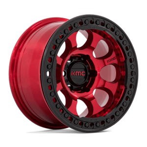 KMC 17X9 RIOT 6X139.7 CANDY RED W/ SATIN BLACK RING -12