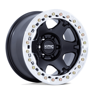 KMC 17X9 VI BLANK SATIN BLACK W/ MACHINED RING -12