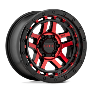 KMC 17X9 KM540 5X127 GLOSS BLACK MACHINED W/ RED TINT -12