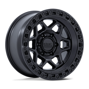 KMC 17X8.5 TORX 5X127 MATTE BLACK W/ GLOSS BLACK LIP +25