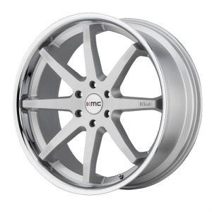KMC 20X9 KM715 5X114.3 BRUSHED SILVER W/ CHROME LIP +30