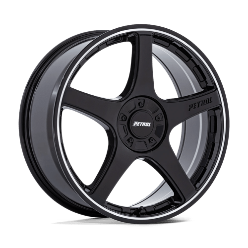 Petrol 17X8 P2E 5X4.25/4.5 GLOSS BLACK W/ MACHINED LIP +40